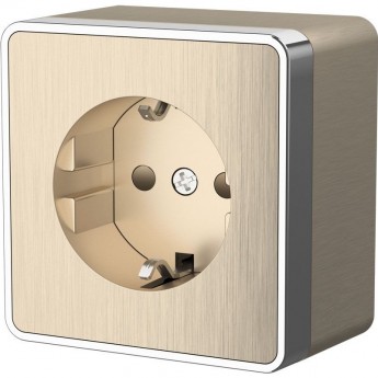 Розетка WERKEL GALLANT W5071110 с заземлением и шторками шампань рифленый
