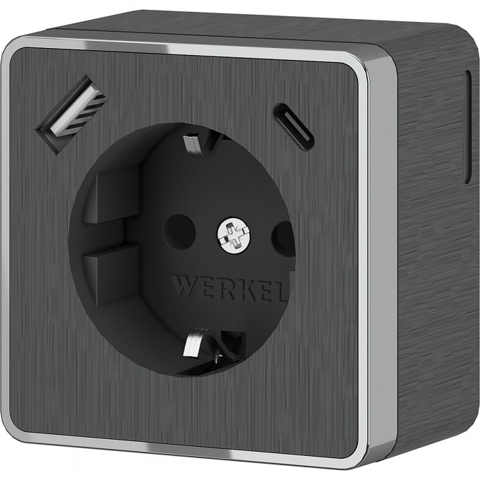 Розетка WERKEL GALLANT W5071704 с заземлением, шторками и USB тип A+C Gallant графит рифленый a057704 Розетка WERKEL GALLANT W5071704 с заземлением, шторками и USB тип A+C Gallant графит рифленый a057704
