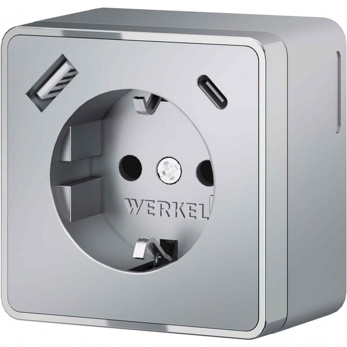 Розетка WERKEL GALLANT W5071706 с заземлением, шторками и USB тип A+C серебряный a057701 Розетка WERKEL GALLANT W5071706 с заземлением, шторками и USB тип A+C серебряный a057701