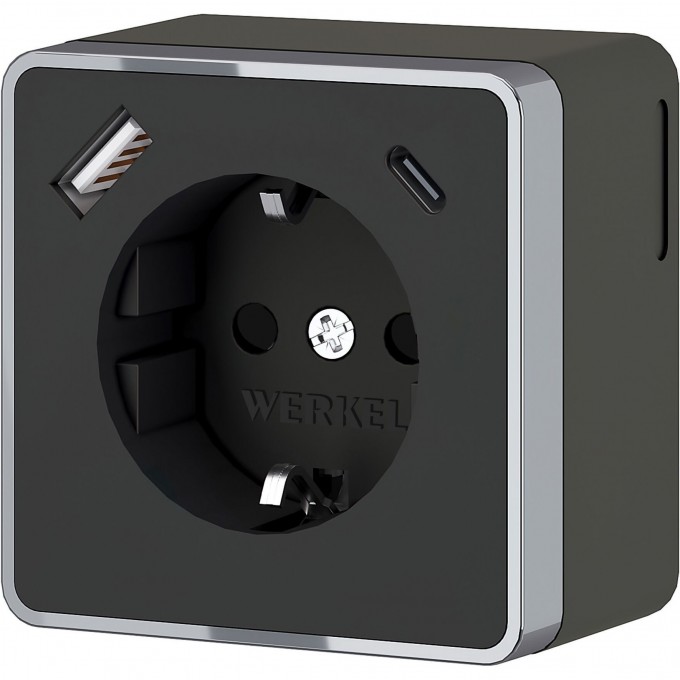 Розетка WERKEL GALLANT W5071735 с заземлением, шторками и USB тип A+C Gallant чёрный хром a057702 Розетка WERKEL GALLANT W5071735 с заземлением, шторками и USB тип A+C Gallant чёрный хром a057702