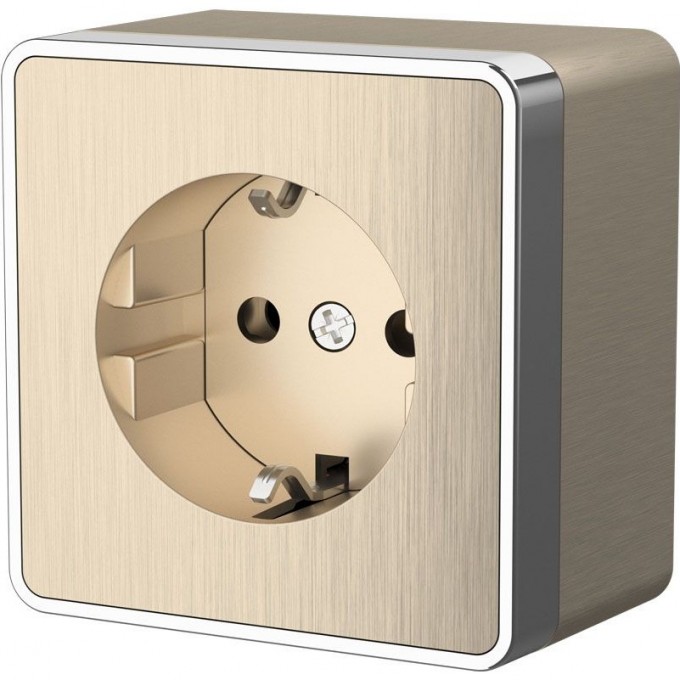 Розетка WERKEL GALLANT WL15-02-01 с заземлением, шампань рифленый a041416 Розетка WERKEL GALLANT WL15-02-01 с заземлением, шампань рифленый a041416