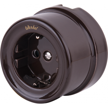 Розетка WERKEL RETRO WL18-03-02 с заземлением/шторками (коричневый)