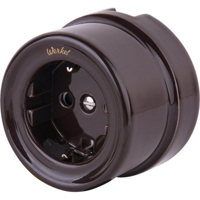 Розетка WERKEL RETRO WL18-03-02 с заземлением/шторками (коричневый) a036808 Розетка WERKEL RETRO WL18-03-02 с заземлением/шторками (коричневый) a036808