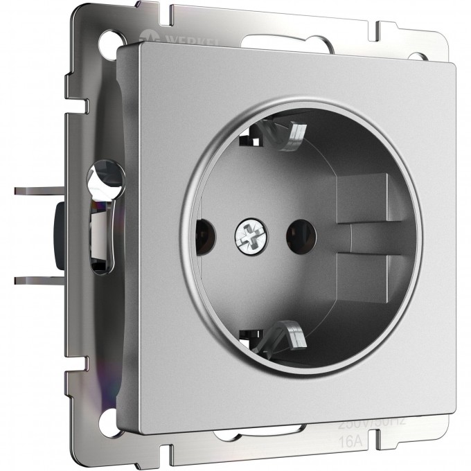 Розетка WERKEL W1171065 с заземлением серебряный матовый a063612 Розетка WERKEL W1171065 с заземлением серебряный матовый a063612