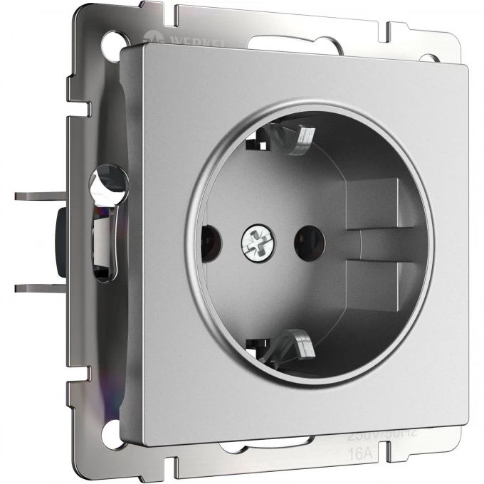 Розетка WERKEL W1171065 с заземлением серебряный матовый a063612 Розетка WERKEL W1171065 с заземлением серебряный матовый a063612