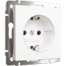 Розетка WERKEL W1171161 с заземлением и шторками, белый матовый