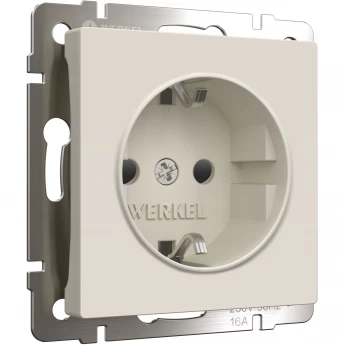 Розетка WERKEL W1171162 с заземлением и шторками, айвори матовый