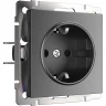 Розетка WERKEL W1171164 с заземлением и шторками графит матовый