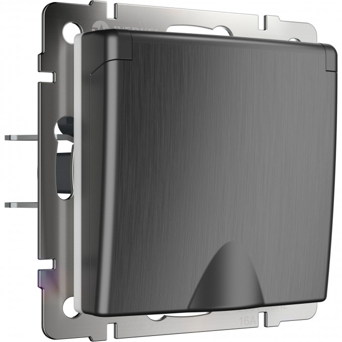 Розетка WERKEL W1171204 влагозащищенная с заземлением с защитной крышкой и шторками N (графит рифленый) a069599 Розетка WERKEL W1171204 влагозащищенная с заземлением с защитной крышкой и шторками N (графит рифленый) a069599