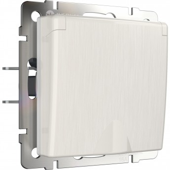 Розетка WERKEL W1171213N влагозащищенная с заземлением с защитной крышкой и шторками перламутровый рифленый