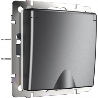 Розетка WERKEL W1171264 влагозащ. с зазем. с защит. крышкой и шторками графит матовый