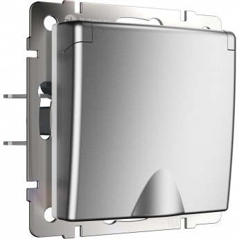 Розетка WERKEL W1171265 влагозащ. с зазем. с защит. крышкой и шторками серебряный матовый