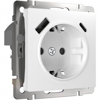 Розетка WERKEL W1171701 с заземлением, шторками и USB тип A+C, белый