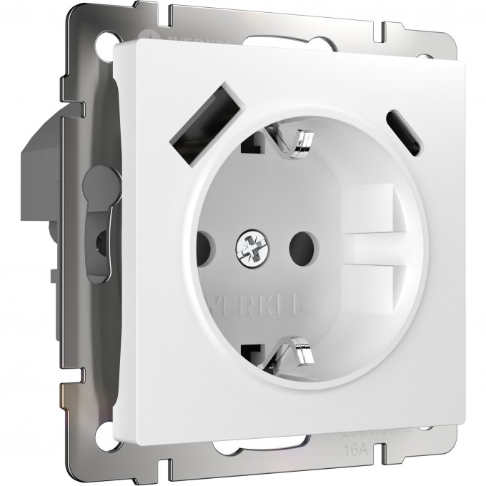 Розетка WERKEL W1171701 с заземлением, шторками и USB тип A+C, белый a056272 Розетка WERKEL W1171701 с заземлением, шторками и USB тип A+C, белый a056272