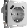 Розетка WERKEL W1171765 с заземлением, шторками и USB тип A+C серебряный матовый