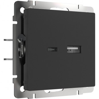 Розетка WERKEL W1171808 USB тип A+С черный матовый