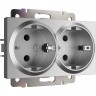 Розетка WERKEL W1172065 двойная с заземлением серебряный матовый