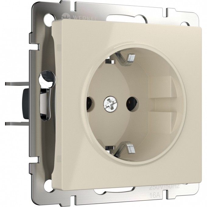 Розетка WERKEL WL03-SKGS-01-IP44-ivory с заземлением и шторками слоновая кость a028893 Розетка WERKEL WL03-SKGS-01-IP44-ivory с заземлением и шторками слоновая кость a028893