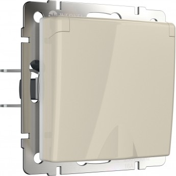 Розетка WERKEL WL03-SKGSC-01-IP44-ivory влагозащ. с зазем. с защит. крышкой и шторками слоновая кость