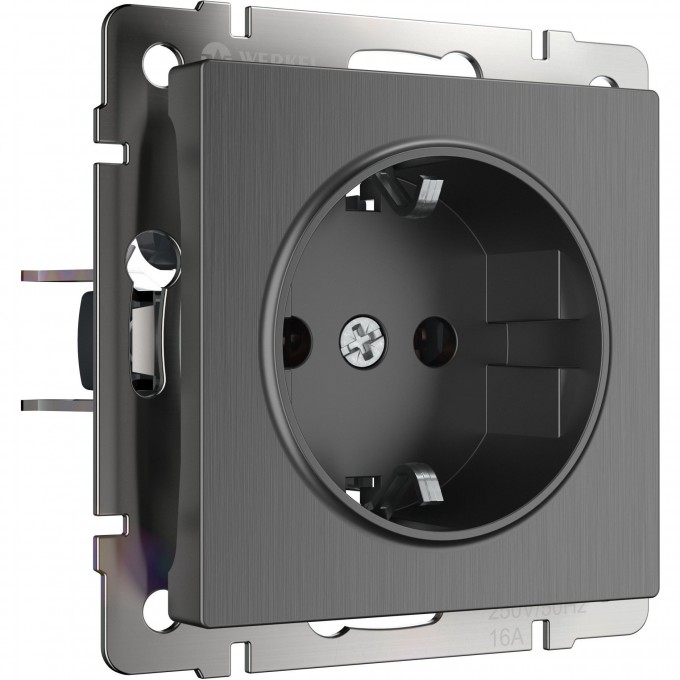 Розетка WERKEL WL04-SKGS-01-IP44 с заземлением и шторками графит рифленый a046605 Розетка WERKEL WL04-SKGS-01-IP44 с заземлением и шторками графит рифленый a046605