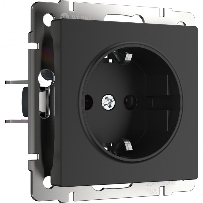 Розетка WERKEL WL08-SKGS-01-IP44 с заземлением и шторками черный матовый a029863 Розетка WERKEL WL08-SKGS-01-IP44 с заземлением и шторками черный матовый a029863