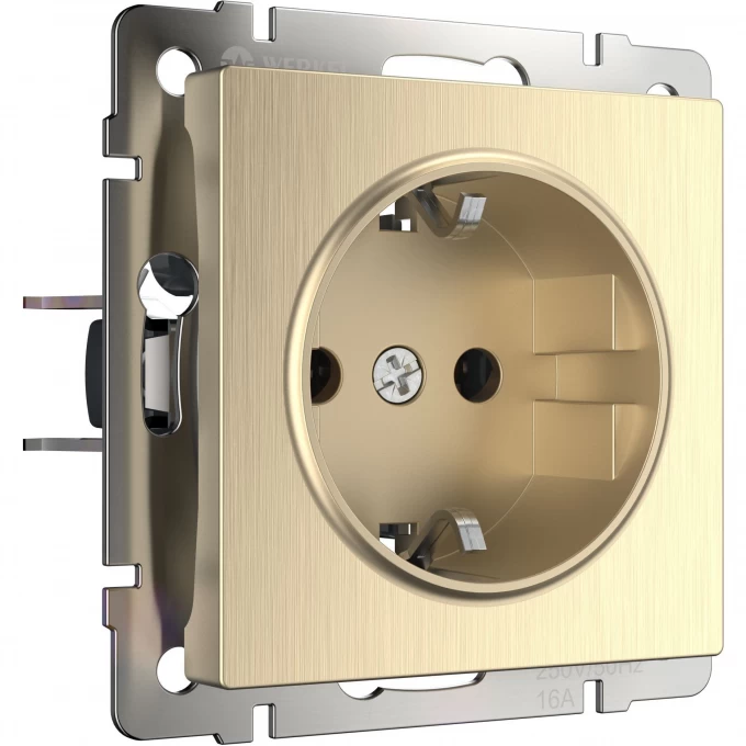 Розетка WERKEL WL10-SKGS-01-IP44 с заземлением и шторками шампань рифленый a035620 Розетка WERKEL WL10-SKGS-01-IP44 с заземлением и шторками шампань рифленый a035620