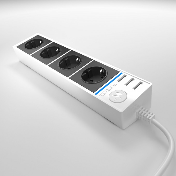 Розеточный блок WERKEL WL20-04-03 4-х местный + 3 USB белый/черный a041432 Розеточный блок WERKEL WL20-04-03 4-х местный + 3 USB белый/черный a041432