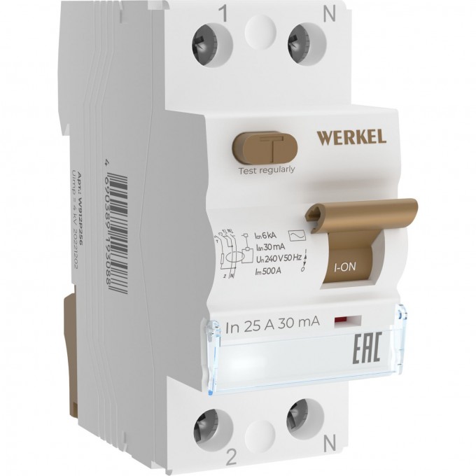 Устройство защитного отключения WERKEL W912P256 1P+N 25 A 30 mА АС 6 kА a062442 Устройство защитного отключения WERKEL W912P256 1P+N 25 A 30 mА АС 6 kА a062442