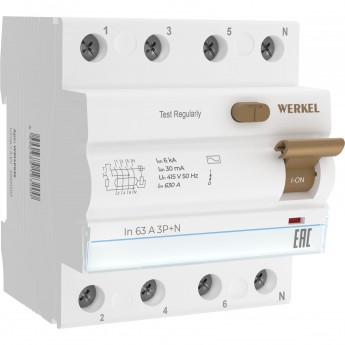 Устройство защитного отключения WERKEL W914P636 3P+N 63 A 30m А АС 6 kА