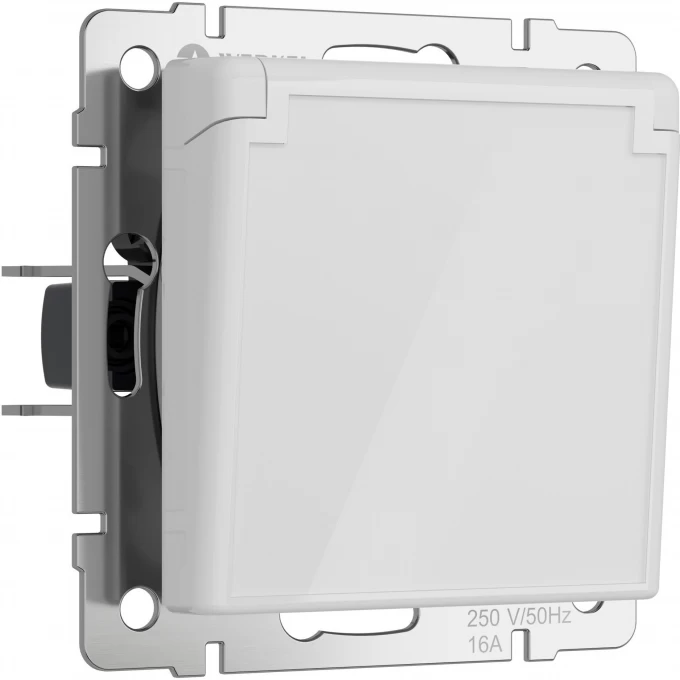 Влагозащищенная розетка WERKEL W1171241 с заземлением, с защитной крышкой и шторками (белый акрил) a064013