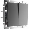 Выключатель двухклавишный проходной WERKEL W1122064 графит матовый a063100