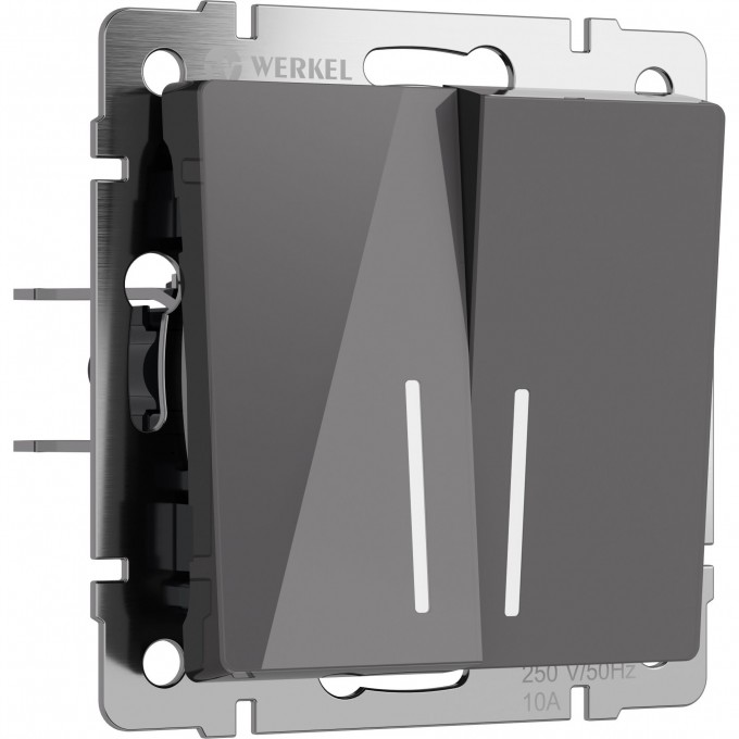 Выключатель двухклавишный с подсветкой WERKEL W1120144 (графит акрил) a064087 Выключатель двухклавишный с подсветкой WERKEL W1120144 (графит акрил) a064087