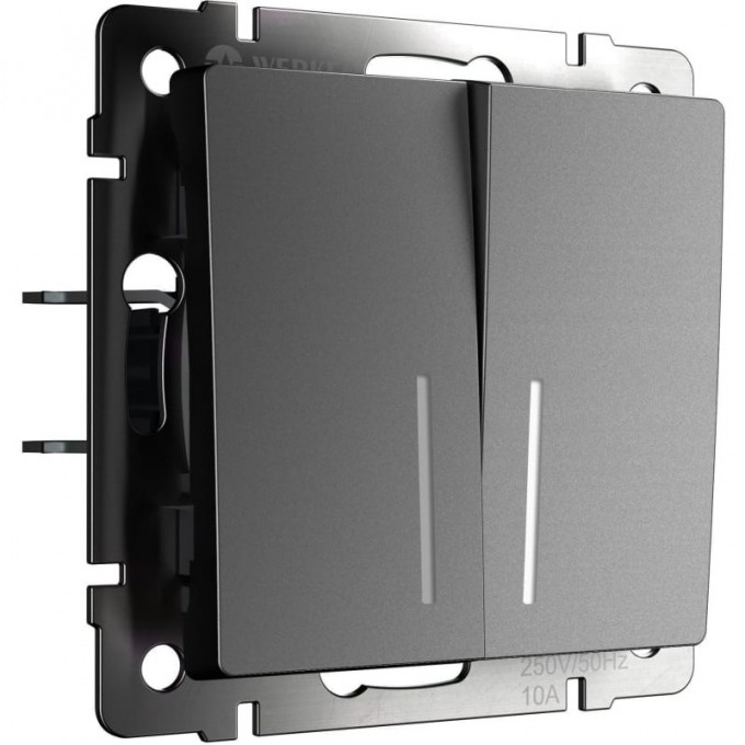 Выключатель двухклавишный с подсветкой WERKEL W1120164 графит матовый a063099 Выключатель двухклавишный с подсветкой WERKEL W1120164 графит матовый a063099