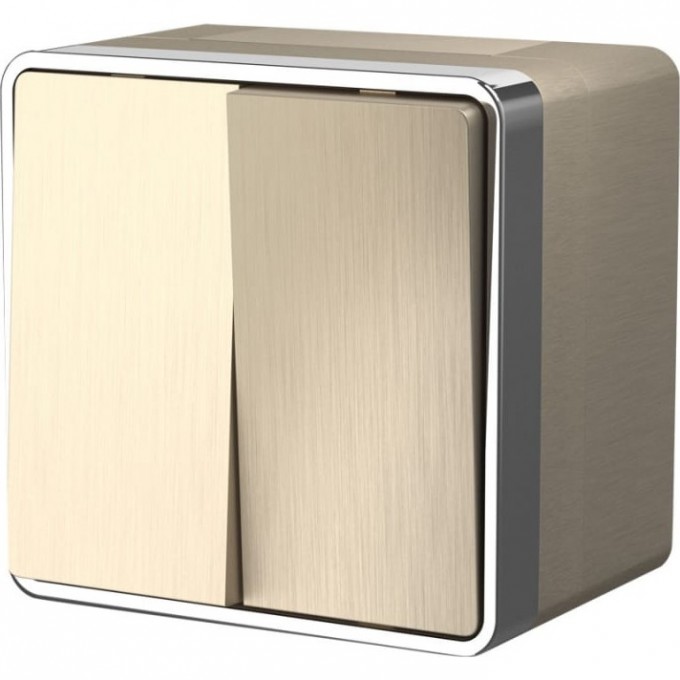 Выключатель двухклавишный влагозащищенный WERKEL GALLANT W5020210 шампань рифленый a051045 Выключатель двухклавишный влагозащищенный WERKEL GALLANT W5020210 шампань рифленый a051045