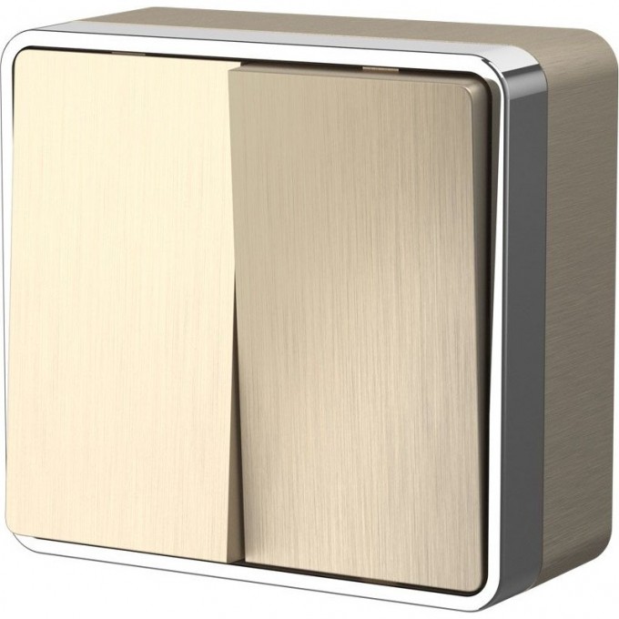 Выключатель двухклавишный WERKEL GALLANT W5020010 шампань рифленый a051044 Выключатель двухклавишный WERKEL GALLANT W5020010 шампань рифленый a051044