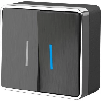 Выключатель двухклавишный WERKEL GALLANT W5020104 с подсветкой, графит рифленый