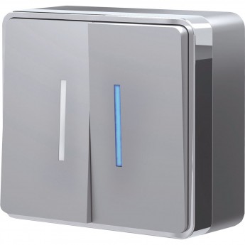 Выключатель двухклавишный WERKEL GALLANT W5020106 с подсветкой, серебряный Выключатель двухклавишный WERKEL GALLANT W5020106 с подсветкой, серебряный