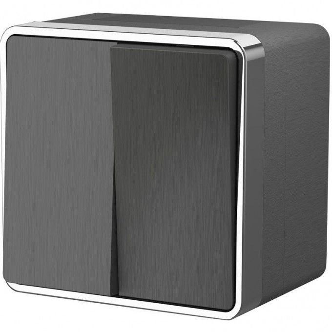 Выключатель двухклавишный WERKEL GALLANT W5020204 влагозащищенный, графит рифленый a051336 Выключатель двухклавишный WERKEL GALLANT W5020204 влагозащищенный, графит рифленый a051336