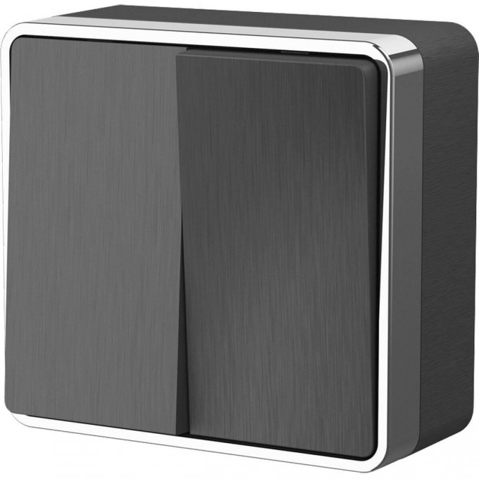 Выключатель двухклавишный WERKEL GALLANT WL15-03-01, графит рифленый a041393 Выключатель двухклавишный WERKEL GALLANT WL15-03-01, графит рифленый a041393
