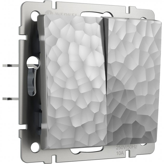 Выключатель двухклавишный WERKEL HAMMER W1220006 серебряный a052083 Выключатель двухклавишный WERKEL HAMMER W1220006 серебряный a052083