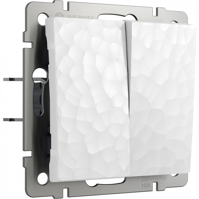 Выключатель двухклавишный WERKEL HAMMER W1222001 проходной, белый a052032 Выключатель двухклавишный WERKEL HAMMER W1222001 проходной, белый a052032