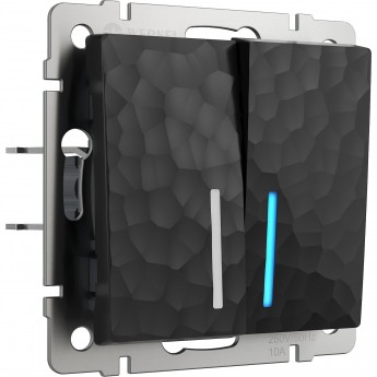 Выключатель двухклавишный WERKEL HAMMER W1222108 проходной с подсветкой, черный Выключатель двухклавишный WERKEL HAMMER W1222108 проходной с подсветкой, черный