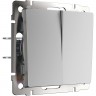 Выключатель двухклавишный WERKEL W1120006 серебряный