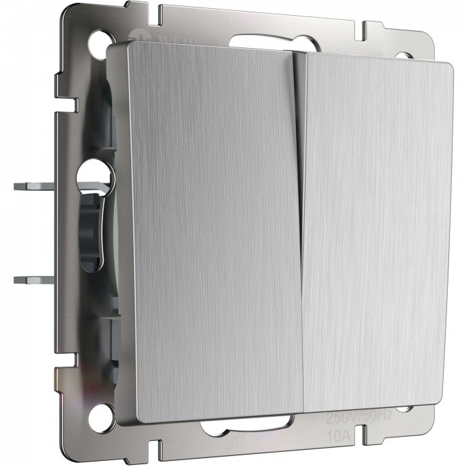 Выключатель двухклавишный WERKEL W1120009 серебряный рифленый a051355 Выключатель двухклавишный WERKEL W1120009 серебряный рифленый a051355