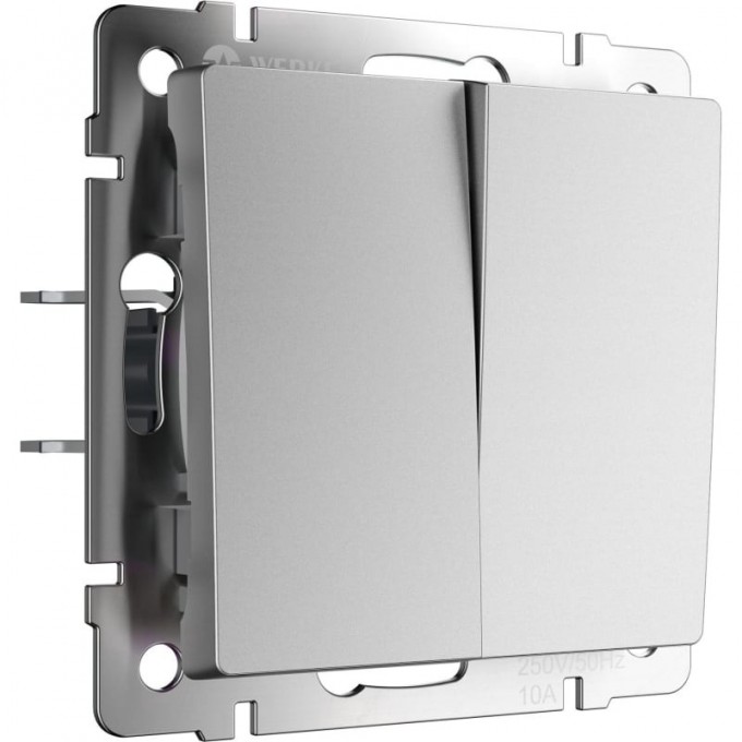 Выключатель двухклавишный WERKEL W1120065 серебряный матовый a063609 Выключатель двухклавишный WERKEL W1120065 серебряный матовый a063609