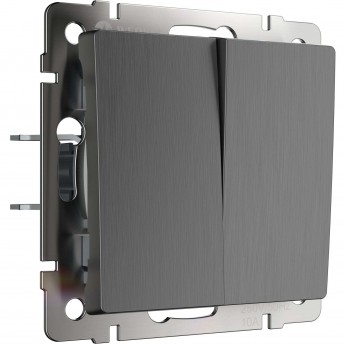 Выключатель двухклавишный WERKEL W1122004 проходной, графит рифленый Выключатель двухклавишный WERKEL W1122004 проходной, графит рифленый