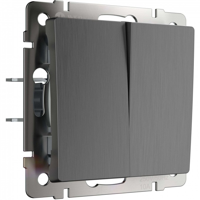 Выключатель двухклавишный WERKEL W1122004 проходной, графит рифленый a050760 Выключатель двухклавишный WERKEL W1122004 проходной, графит рифленый a050760