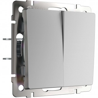 Выключатель двухклавишный WERKEL W1122006 проходной, серебряный Выключатель двухклавишный WERKEL W1122006 проходной, серебряный