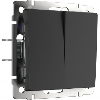 Выключатель двухклавишный WERKEL W1122008 проходной, черный матовый Выключатель двухклавишный WERKEL W1122008 проходной, черный матовый