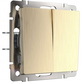 Выключатель двухклавишный WERKEL W1122010 проходной, шампань рифленый Выключатель двухклавишный WERKEL W1122010 проходной, шампань рифленый